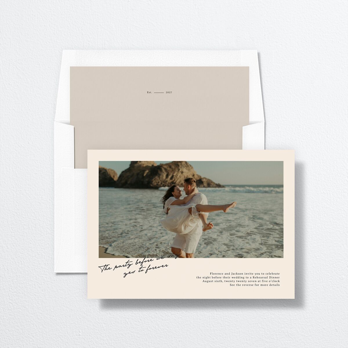 Vintage Film Rehearsal Dinner Invitations Sand Signature Standard