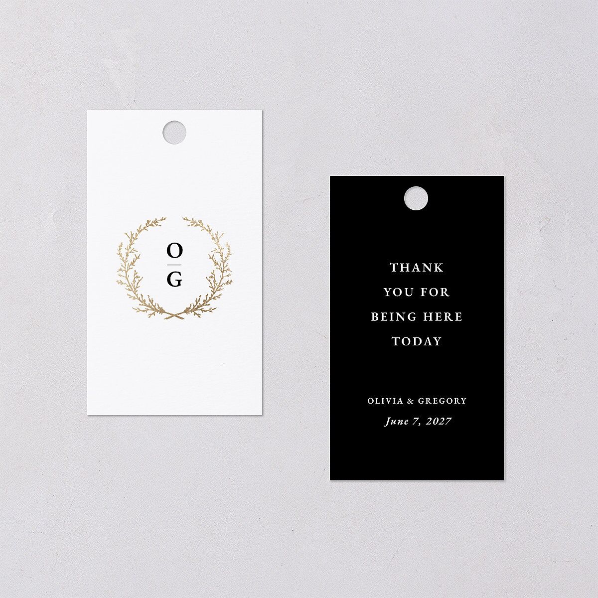 Gilded Wreath Favor Gift Tags Gold Pure White Signature