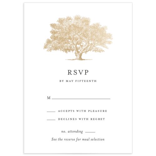 Southern Oak Tree Foil Wedding Response Cards - White