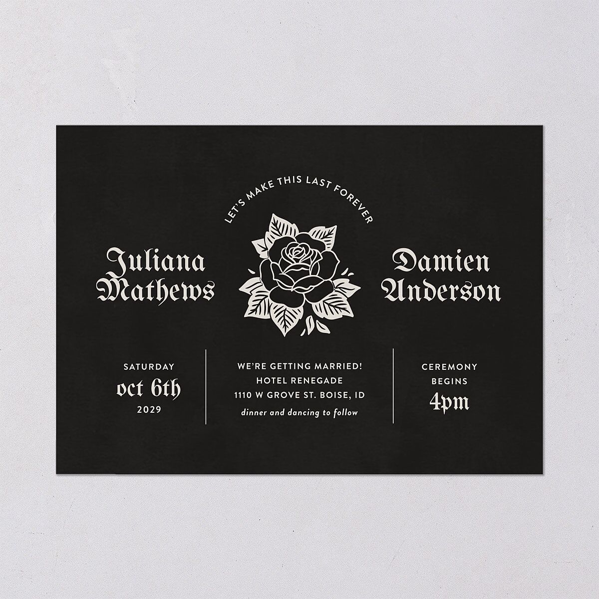 Moody Gothic Rose Wedding Invitations Midnight Signature Blank No Standard