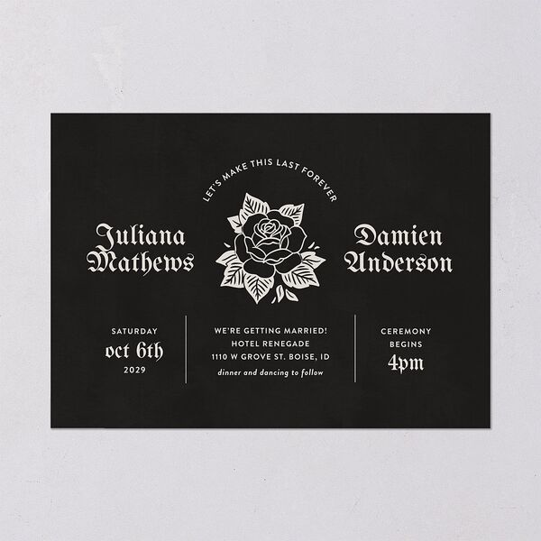 Moody Gothic Rose Wedding Invitations Midnight Signature Blank No Standard