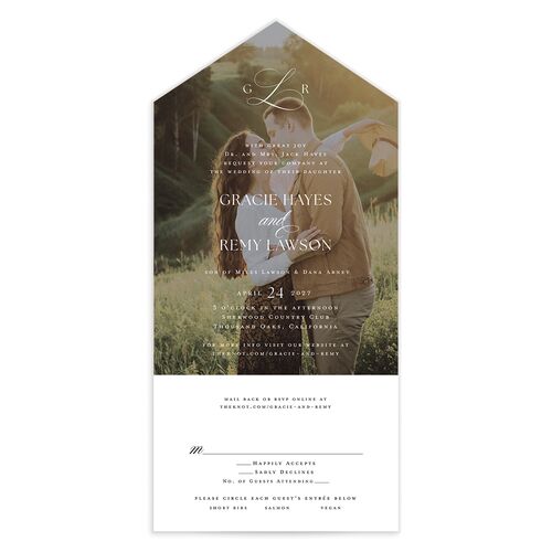 Classic Picture All-in-One Wedding Invitations Licorice Signature Light Both Recipient and Return Addresses No
