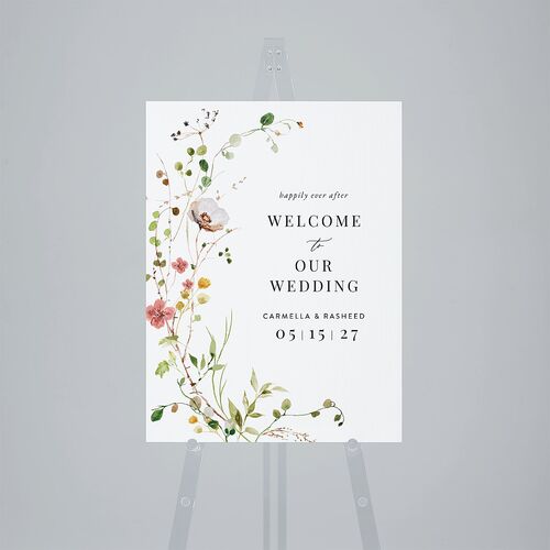 Delicate Wildflower Standard Welcome Sign Medium Peach Pink Standard Outdoor Corrugated M Welcome