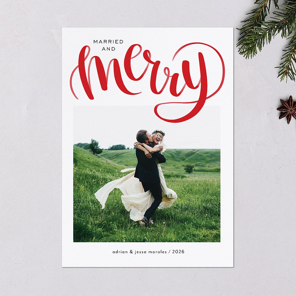 Painted Merry Holiday Cards Ruby Signature Blank Standard Portrait