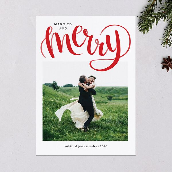 Painted Merry Holiday Cards Ruby Signature Blank Standard Portrait