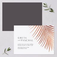 Lavish Palm Wedding Invitations Rose Gold Pure White Signature Blank No Standard
