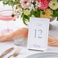 Coastal Oysters and Anchors Table Numbers Sea Blue Signature