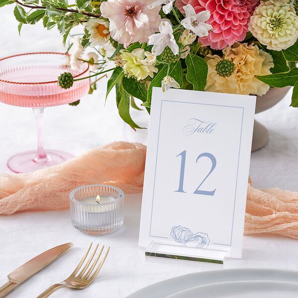 Coastal Oysters and Anchors Table Numbers Sea Blue Signature