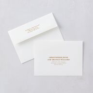 Elegant Minimalist Photo Save The Date Card Envelopes White Saddle Both Recipient and Return Addresses Signature Standard