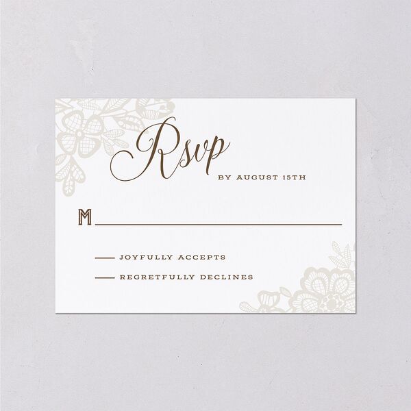 Woodgrain Lace Wedding Response Cards Falcon Signature Standard