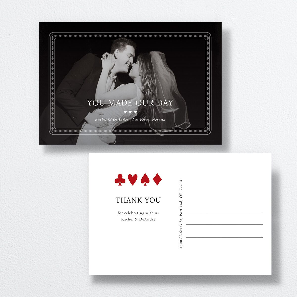 Las Vegas Playing Card Thank You Postcards — view 1