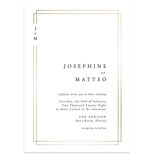 Double Frame Wedding Invitations Gold Pure White Signature Blank No Standard