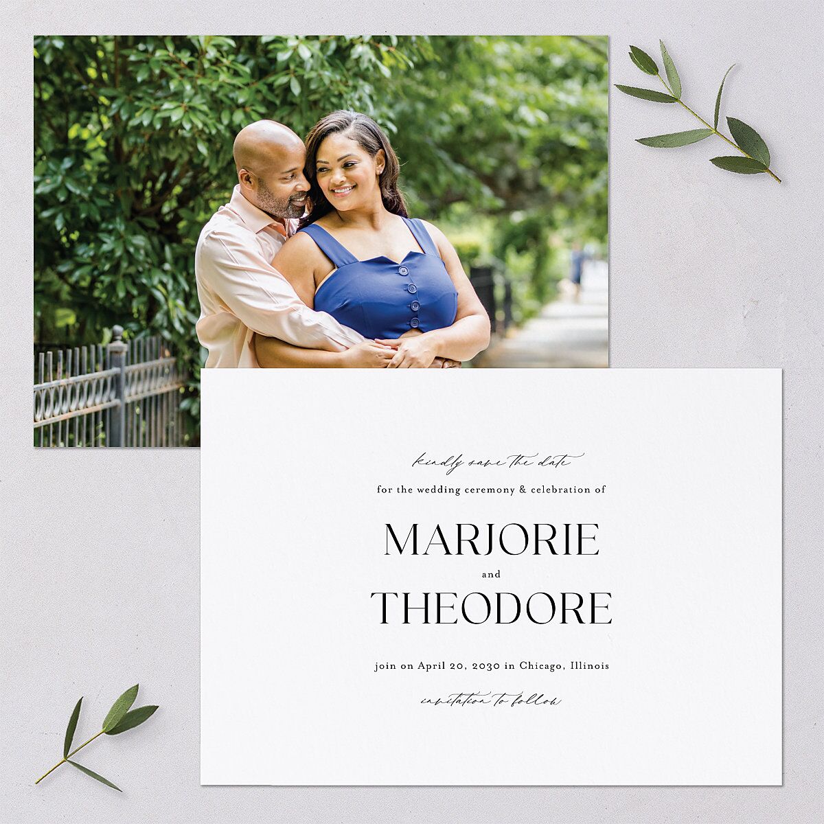 Joyful Union Foil Save The Date Cards Gold Pure White Signature smooth Blank No Standard