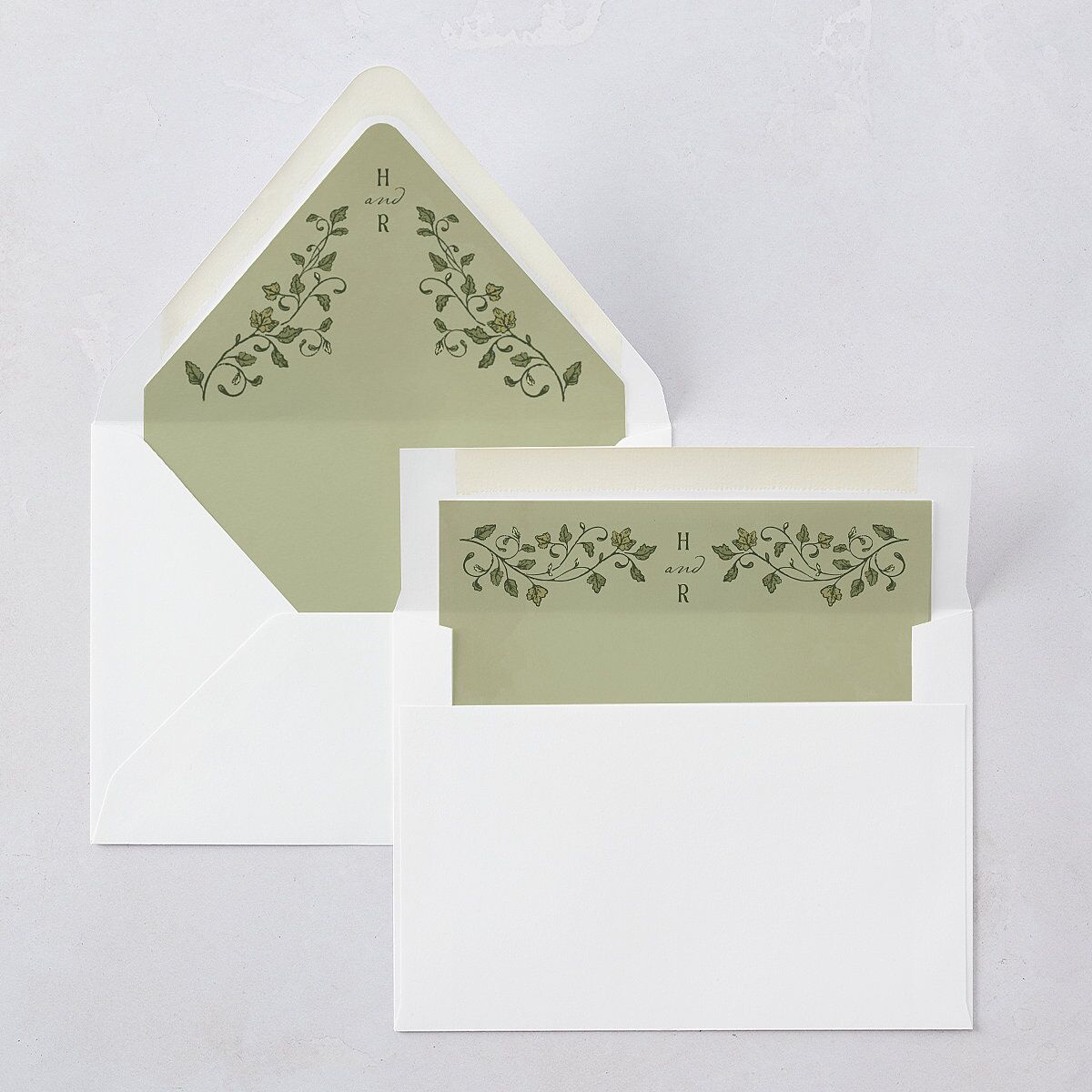 Vintage Fantasy Vines Euro Envelope Liners Olive Luxe