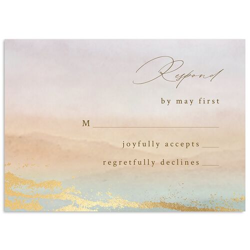 Ethereal Sunset Wedding Response Cards Gold Peach Fuzz Signature Standard