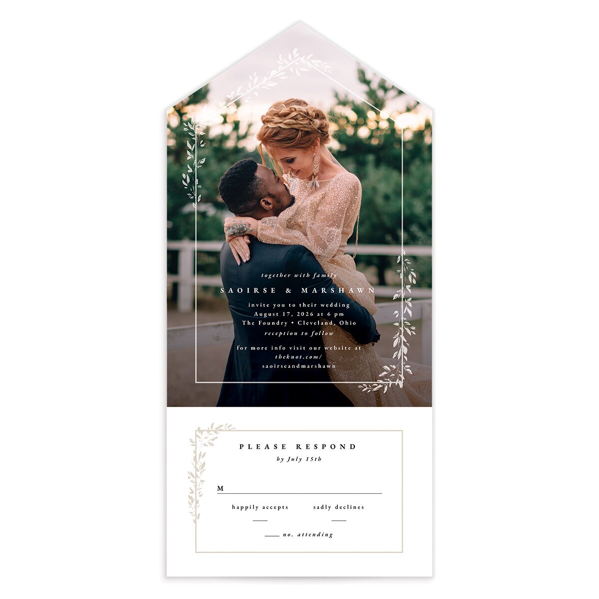 Dainty Frame All-in-One Wedding Invitations
