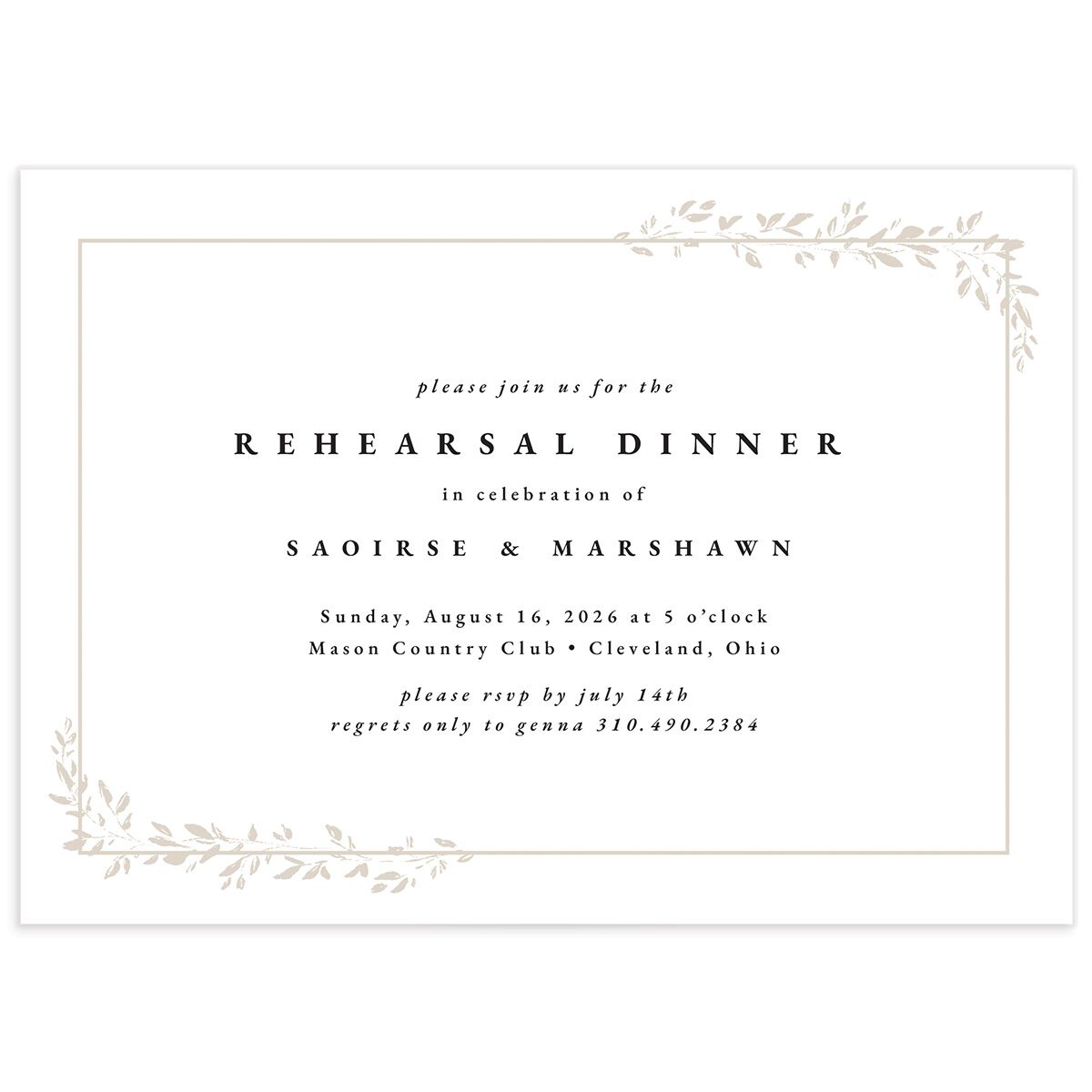 Dainty Frame Rehearsal Dinner Invitations