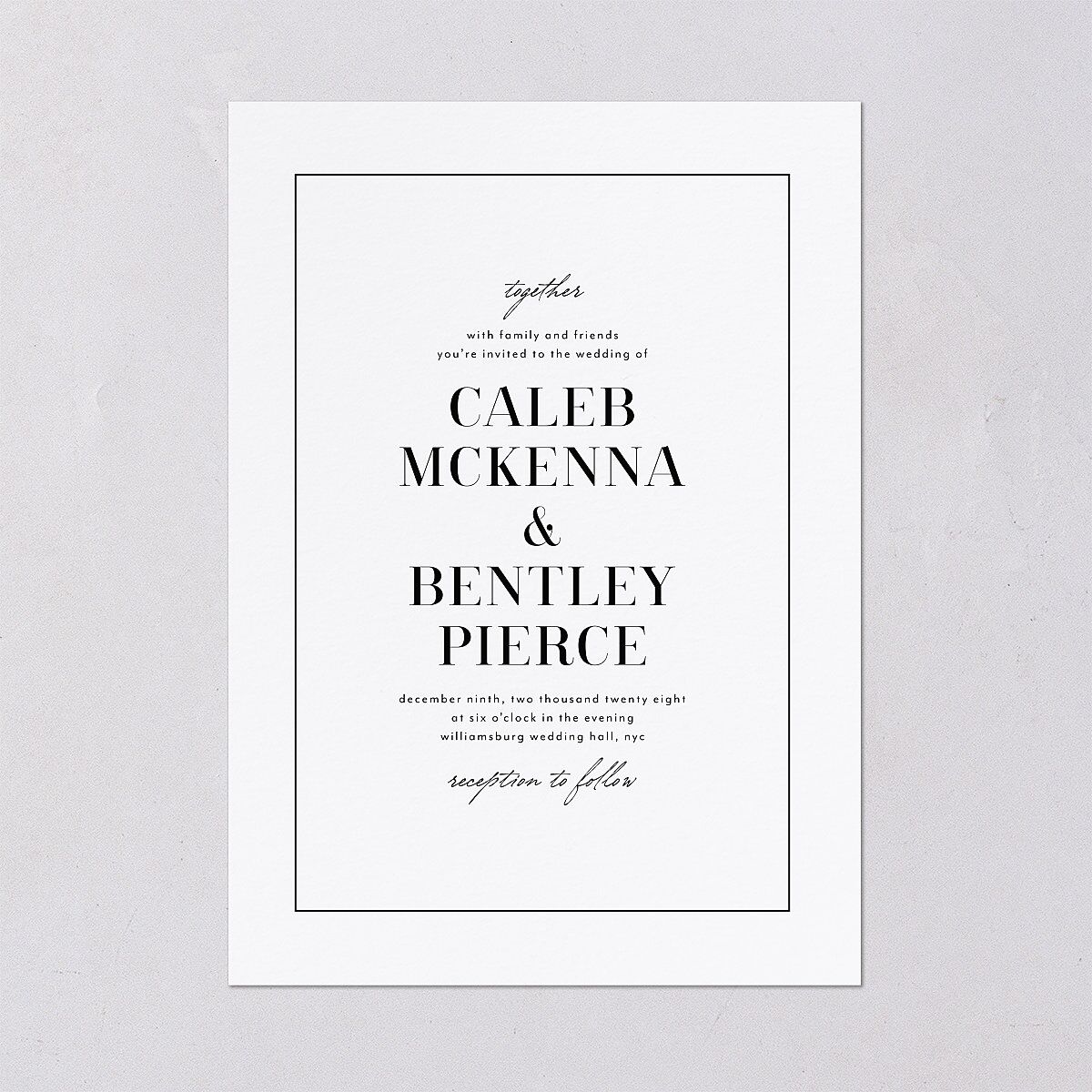 Classic Border Wedding Invitations Pure White Signature Blank No Standard