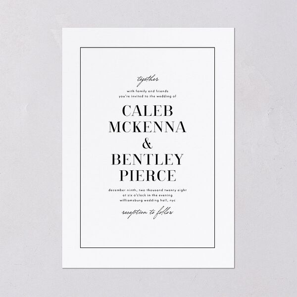 Classic Border Wedding Invitations Pure White Signature Blank No Standard