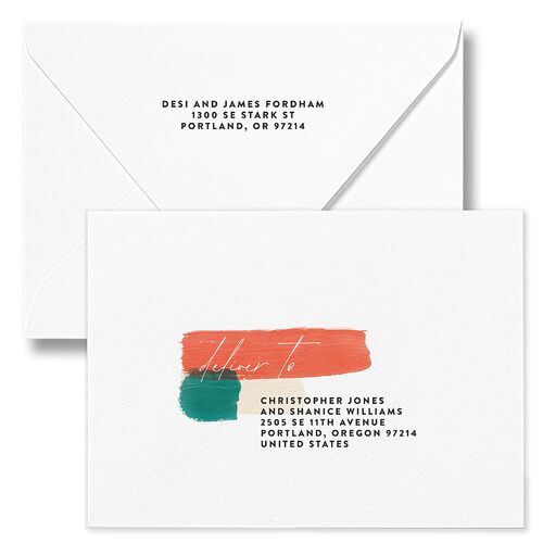 Baby's First Kwanza Painted Watercolor Holiday Card Euro Envelopes White Steel Gray Both Recipient and Return Addresses Luxe Signature