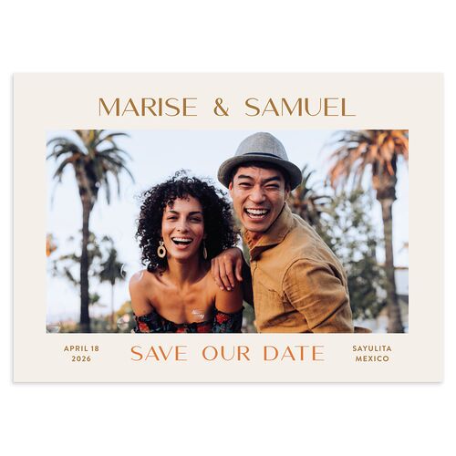 Impressionist Paradise Save the Date Cards Cinnamon Signature smooth Blank No Standard
