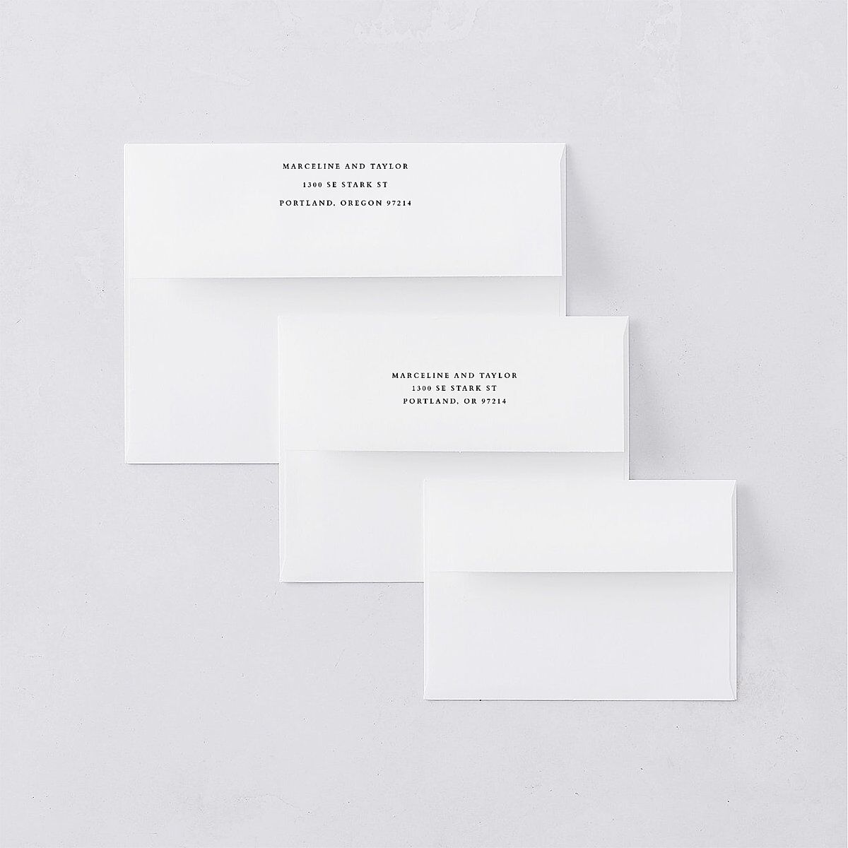 Classic Champagne with Bows Rehearsal Dinner Invitation Envelopes White Pure White Both Recipient and Return Addresses Signature Standard