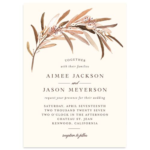 Lush Greenery Wedding Invitations Sepia Signature Blank No Standard