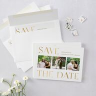 Gilded Sahara Pattern Save the Date Cards Gold Umber Signature smooth Blank No Standard