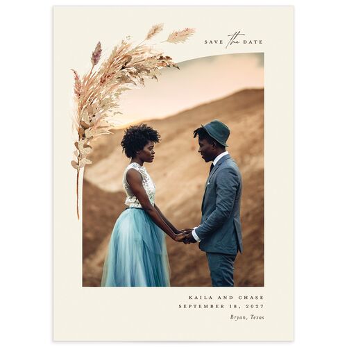 Soft Pampas Foil Save the Date Cards - Brown