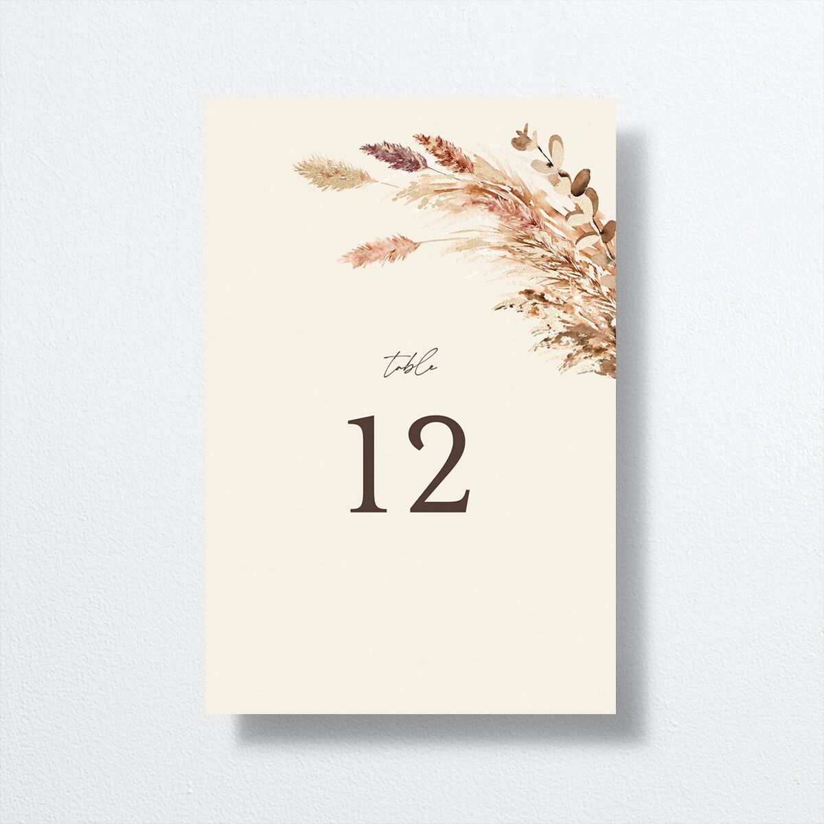 Soft Pampas Foil Table Numbers Gold Sepia Signature