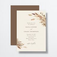 Soft Pampas Foil Wedding Invitations Gold Sepia Signature No