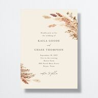 Soft Pampas Foil Wedding Invitations Gold Sepia Signature No