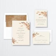 Soft Pampas Foil Wedding Invitations Gold Sepia Signature No