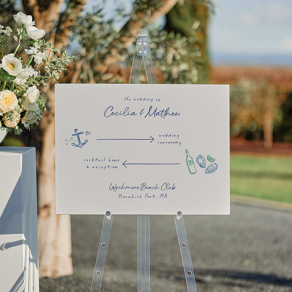 Nautical Border Standard Direction Sign Medium French Blue Standard Indoor Foam Core M Direction