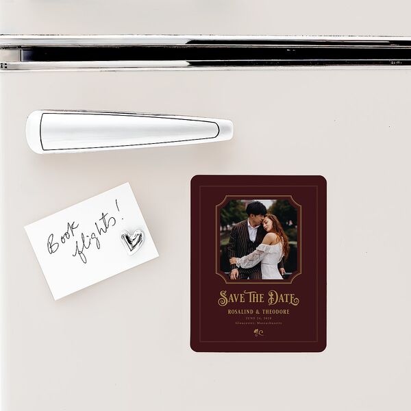 Vintage Storybook Save The Date Magnets Merlot Magnet Paper