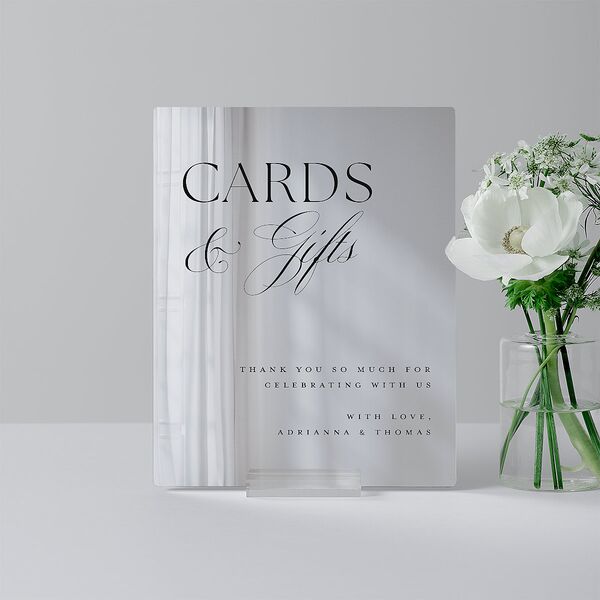 Classic Capture Mirrored Acrylic Favor Tabletop Sign X-small Midnight Mirrored Acrylic XS Tabletop Favor Standard