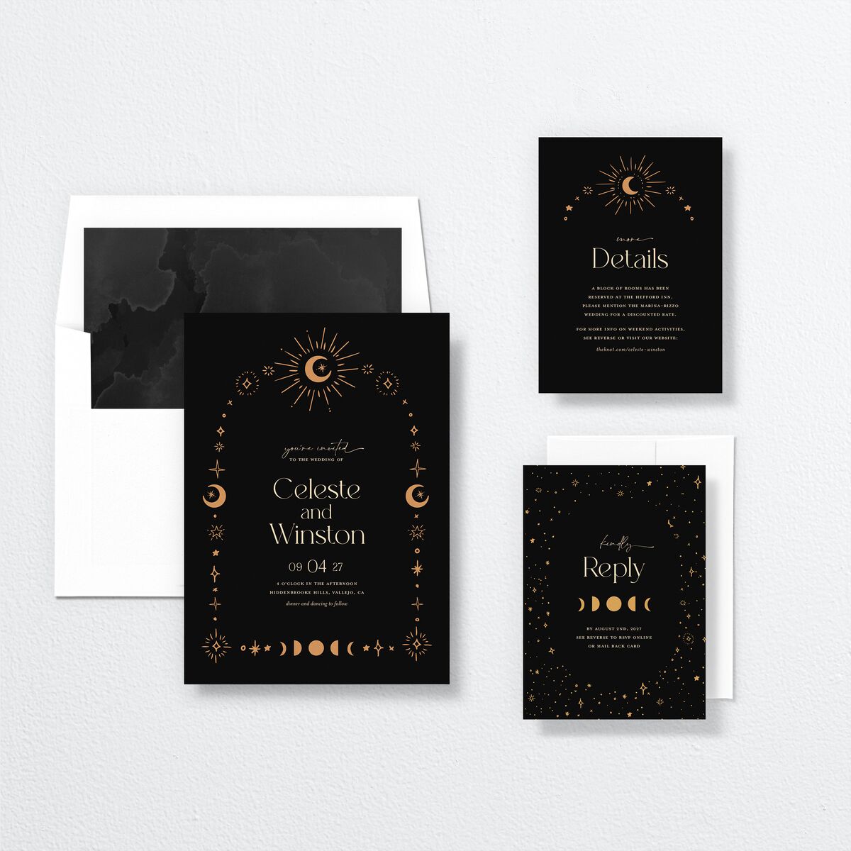 Celestial Galaxy Wedding Invitations Midnight Signature No