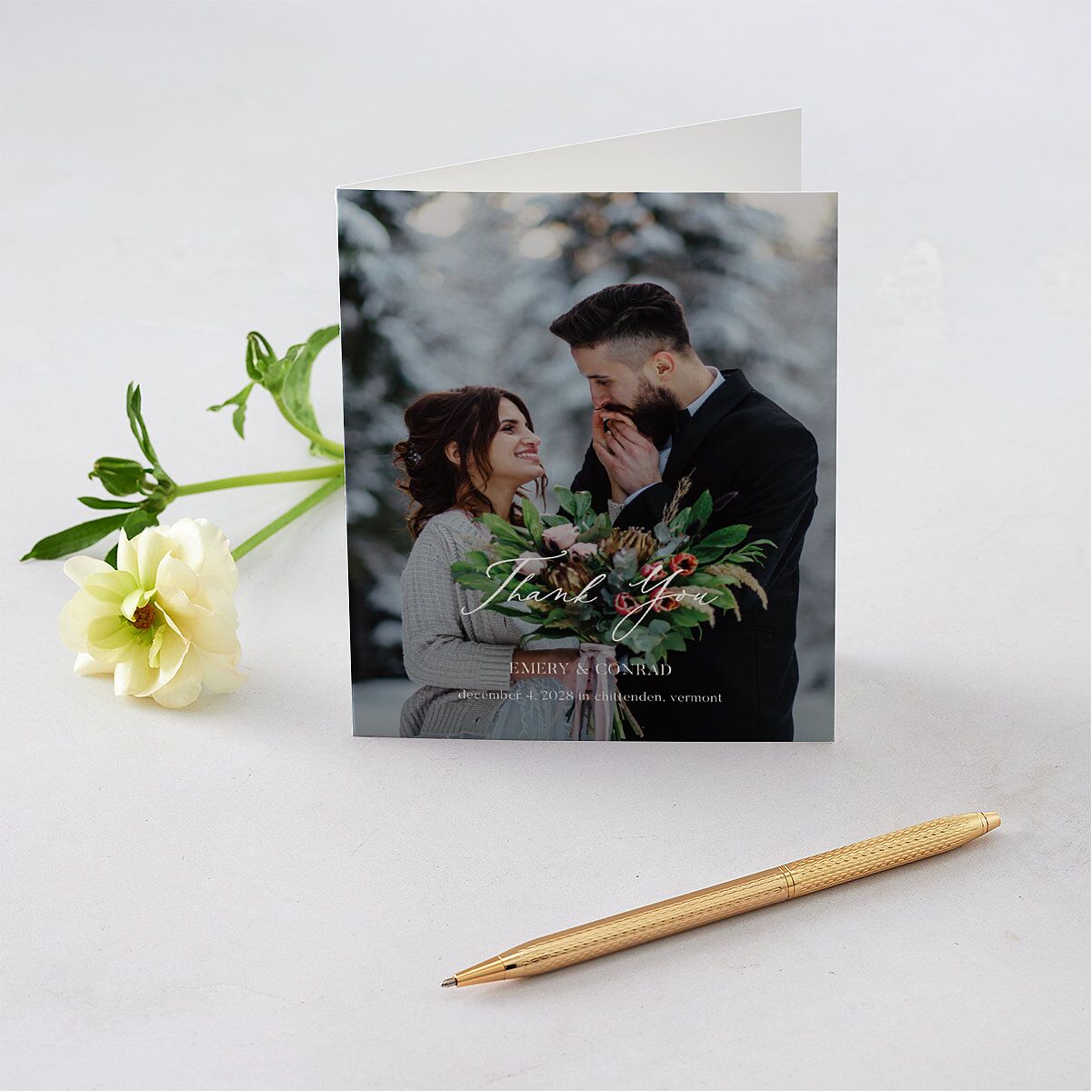 Festive Garland Thank You Cards Hunter Green