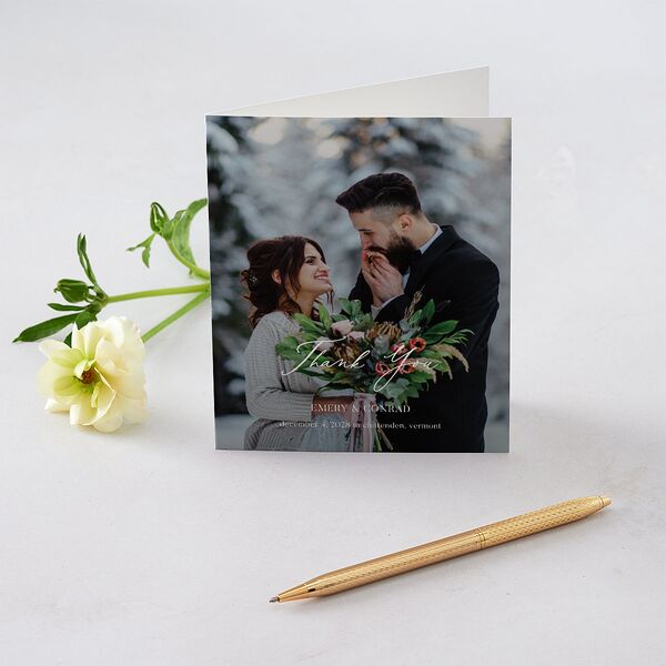 Festive Garland Thank You Cards Hunter Green