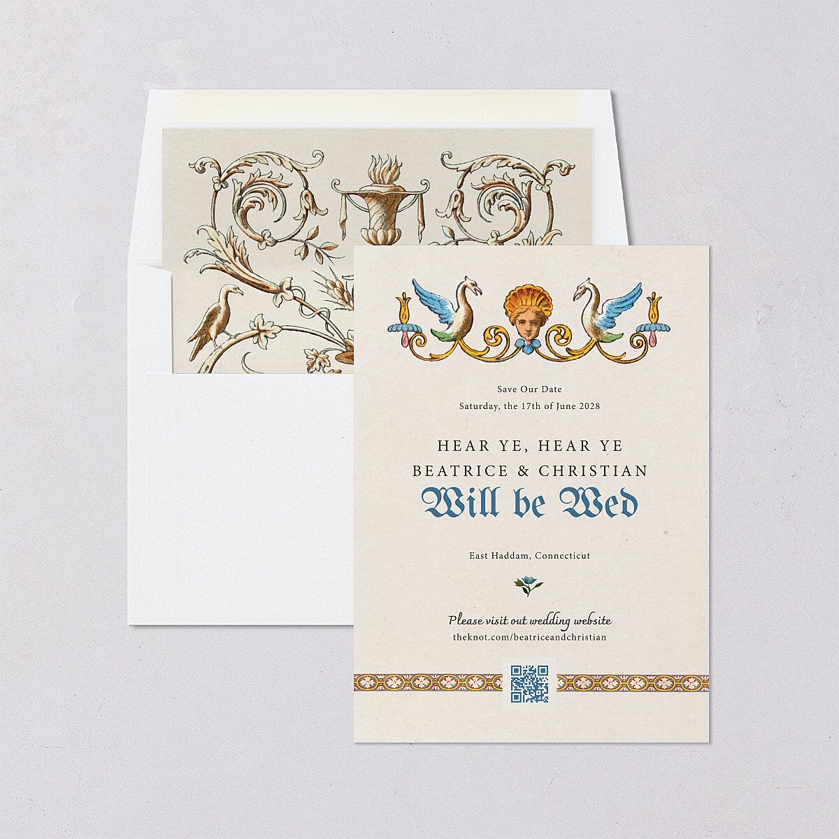 Medieval Renaissance Save the Date Cards Canary Signature smooth Blank Standard No