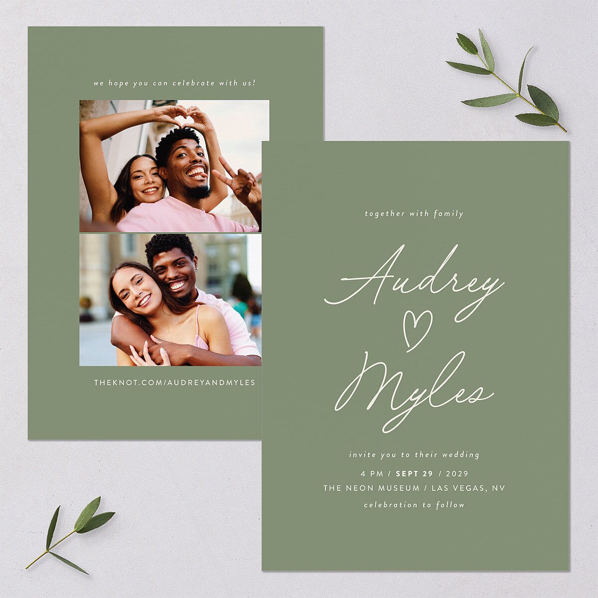 Elegant Heart Wedding Invitations Thyme Signature Blank No Standard