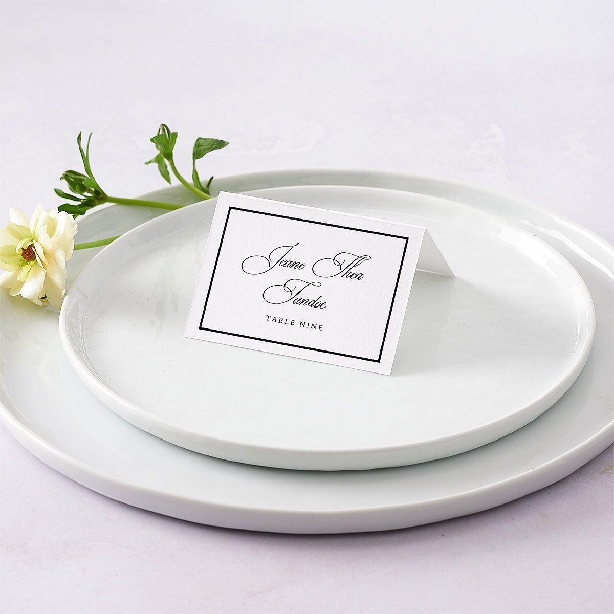 Classic Champagne with Bows Place Cards Pure White Signature