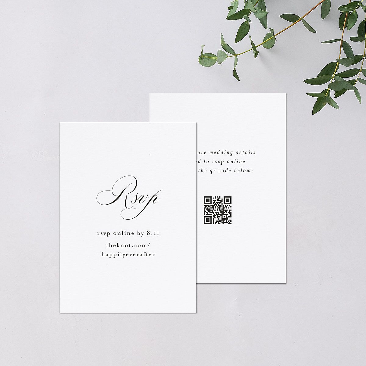 Fairytale Luxury QR Code RSVP Cards Pure White Signature Standard