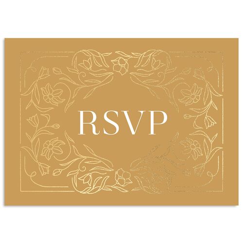 Floral Opulence Foil Wedding Response Cards Gold Walnut Signature Standard