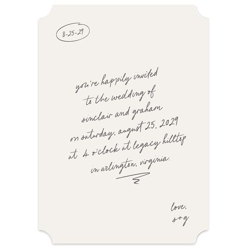 Sunny Day Modern Script Wedding Invitations Sand Signature Blank No Ticket