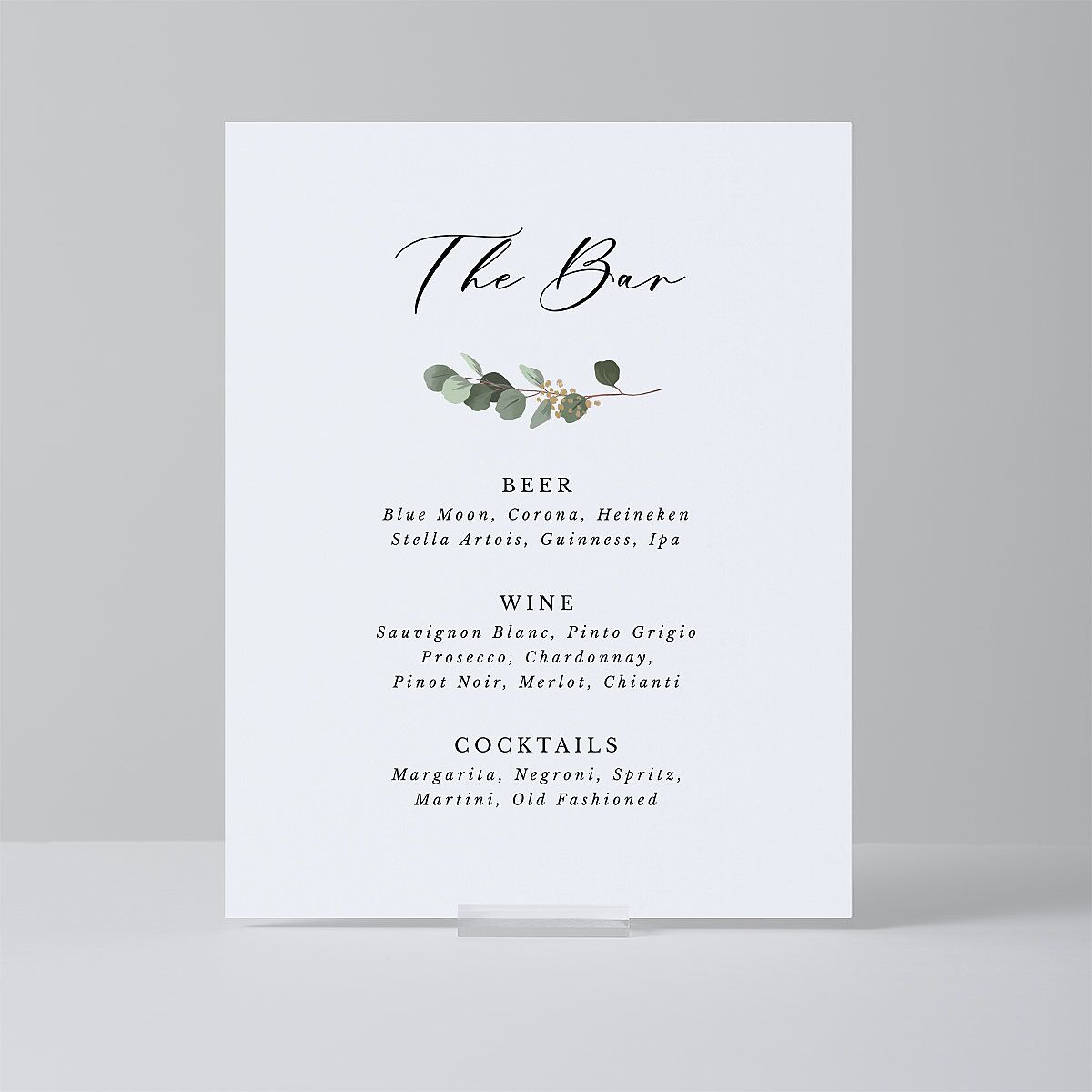 Eucalyptus Frame Standard Favor Tabletop Sign Small