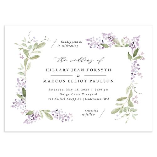 Delicate Lilac Wedding Invitations Amethyst Signature Blank No Standard
