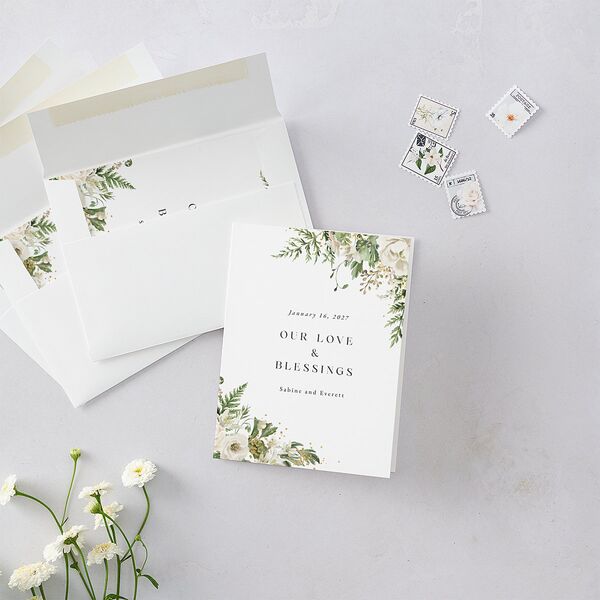 Gilded Fern Frame Thank You Cards Gold Linen