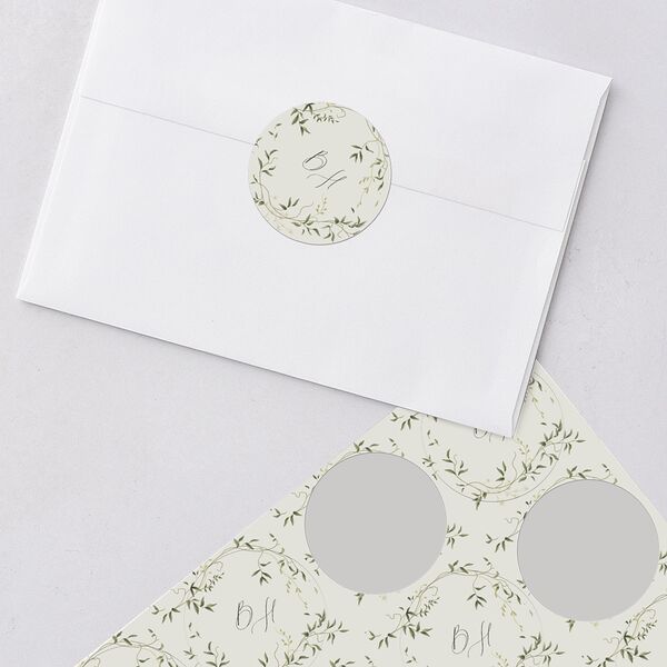 Dainty Fairytale Greenery Wedding Stickers Hunter Green