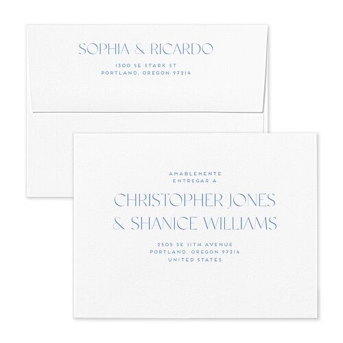 Color del Amor Bilingual Foreign Language Thank You Card Envelopes White Sea Blue Both Recipient and Return Addresses Signature Standard